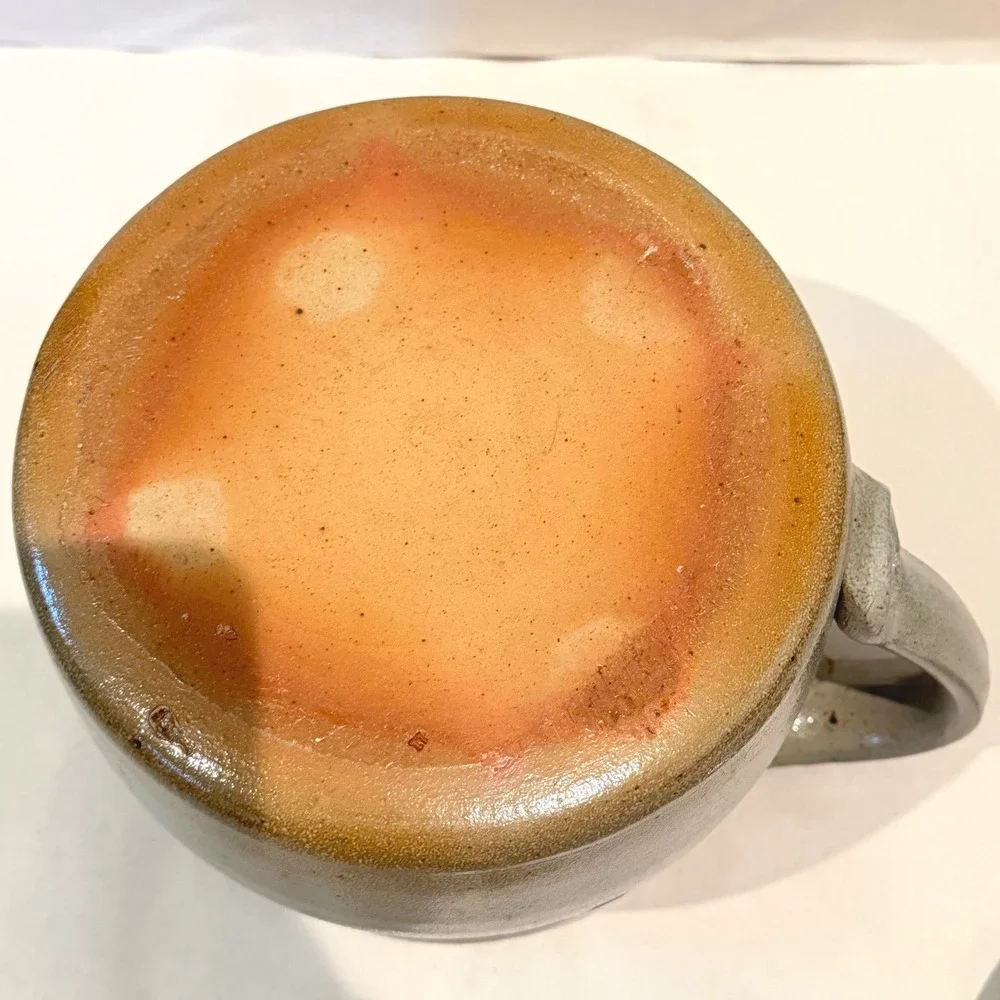 Rowe Pottery Works 1991 Salt Glaze Stoneware Bean Pot Biscuit Jar Blue‎ Heart